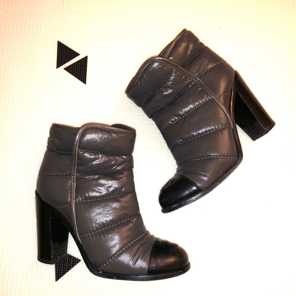 Used Chanel Cap Toe Puffer Ankle Boots
